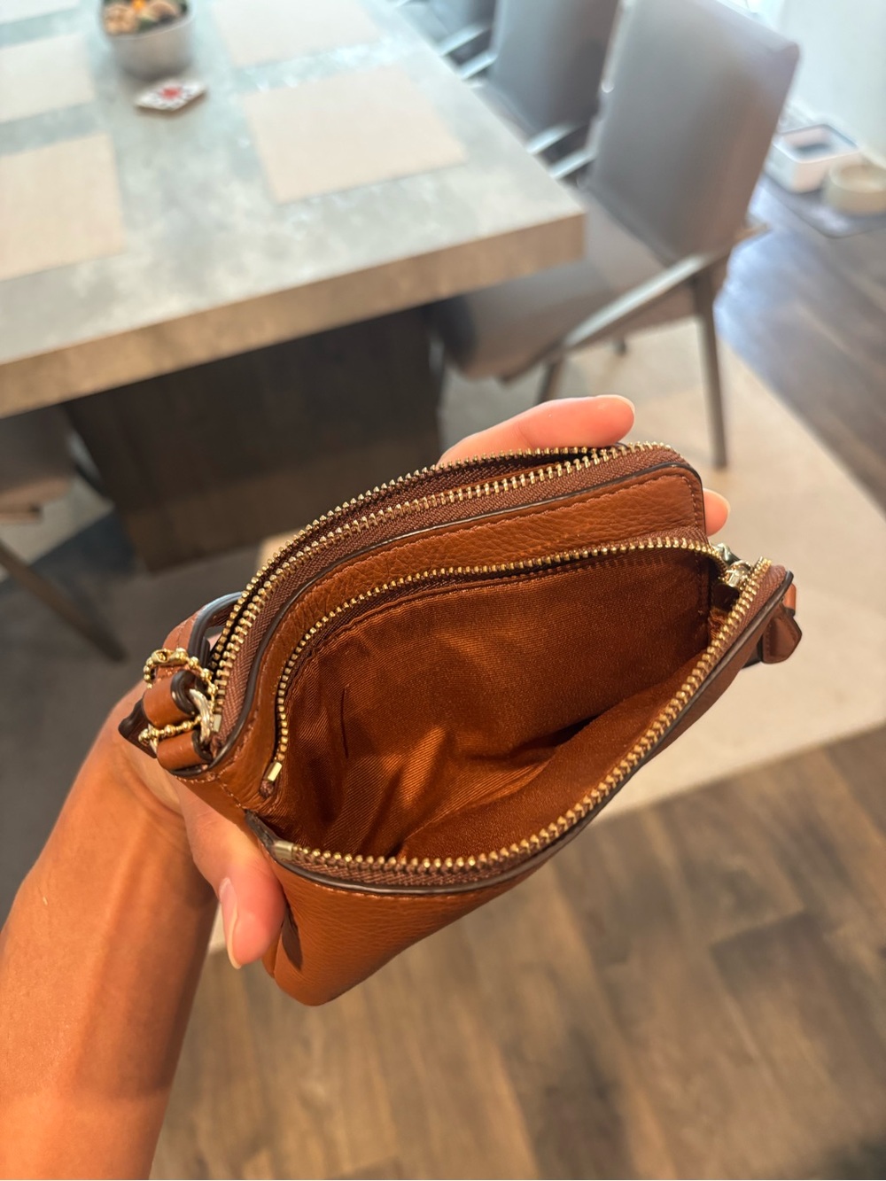 Coach Leather Wristlet Brown Leather Pebbled Wallet - Picture 3 of 5